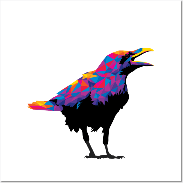 Rainbow Colorful Raven Wall Art by polliadesign